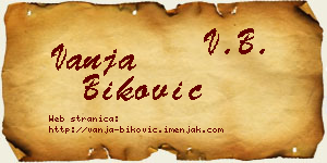 Vanja Biković vizit kartica